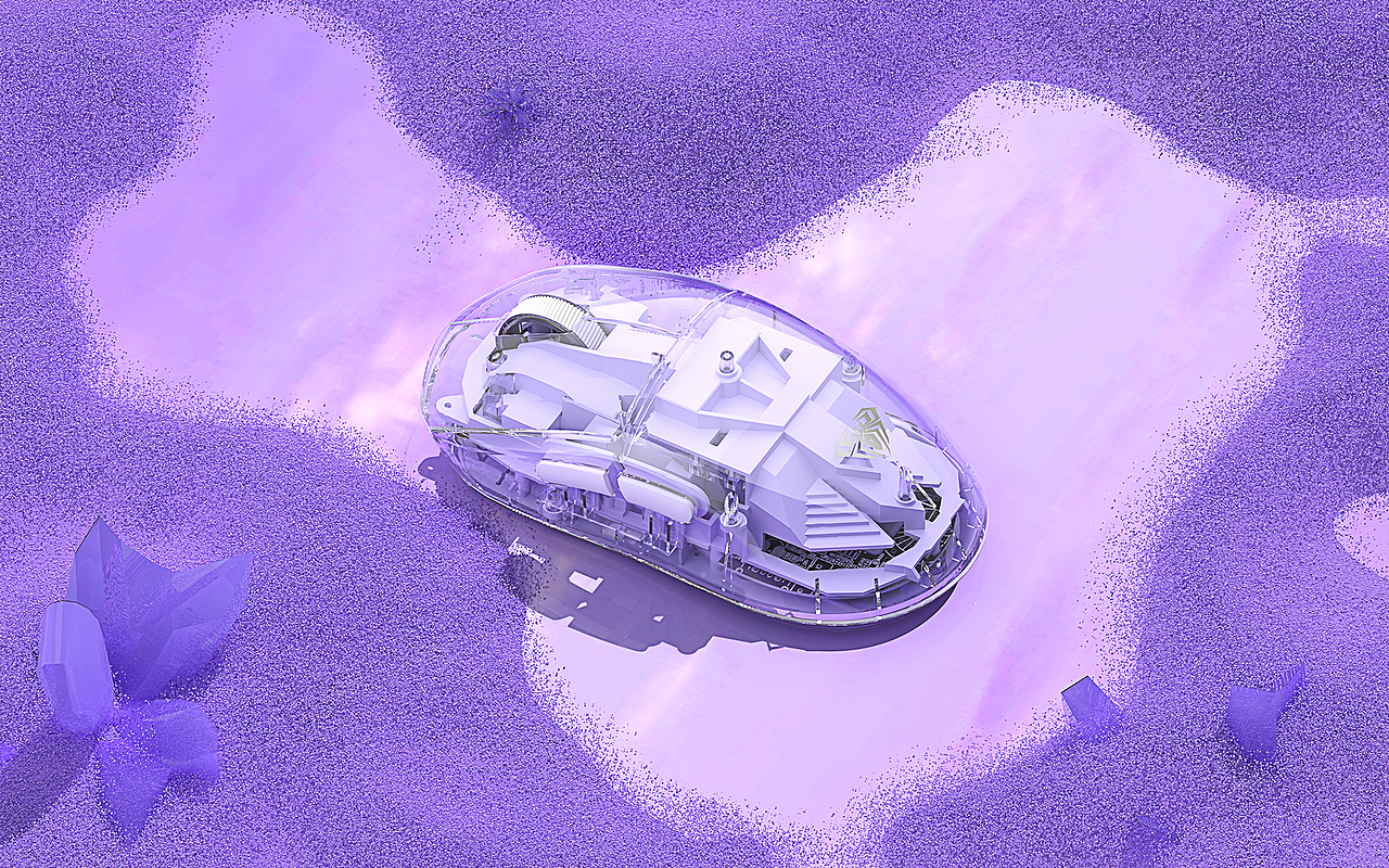 透明键盘鼠标渲染 | 雪地场景