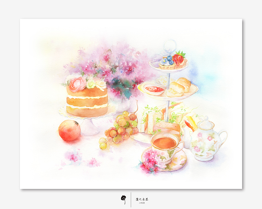 水彩手绘—《梦中的下午茶》