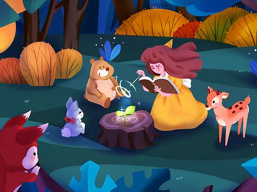 森林精灵万物生长（个人主页-ZMzMyMzM0NzY=） - 商业插画 - 站酷设计师小月光仔儿原创素材 - 站酷ZCOOL