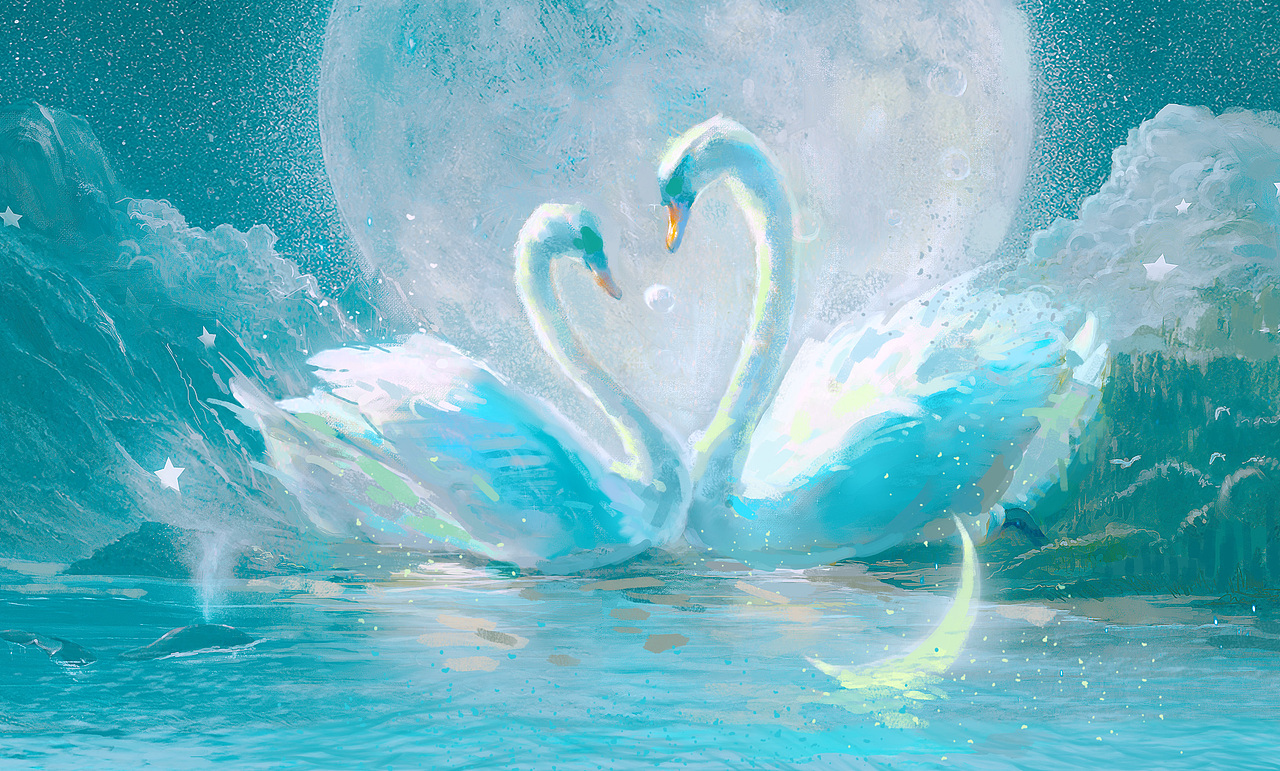 天鹅湖_飞鸟的绘画世界-站酷zcool