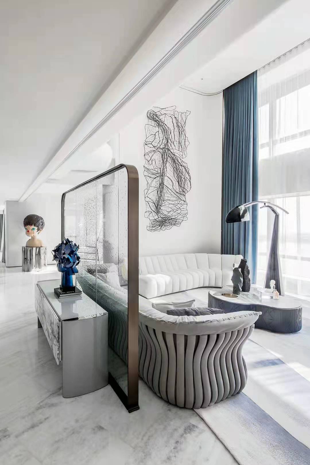 洁白 曲线,曲线的动沉静于白,动静结合|空间|家装设计|若安呀 - 原创