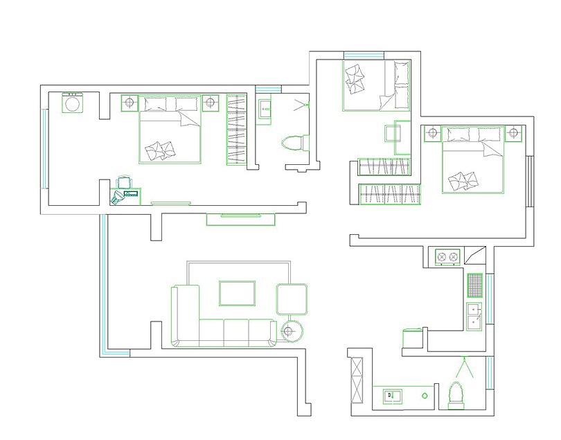 正商华钻装修效果图130平三室两厅美式乡村风格设计案例|空间|家装