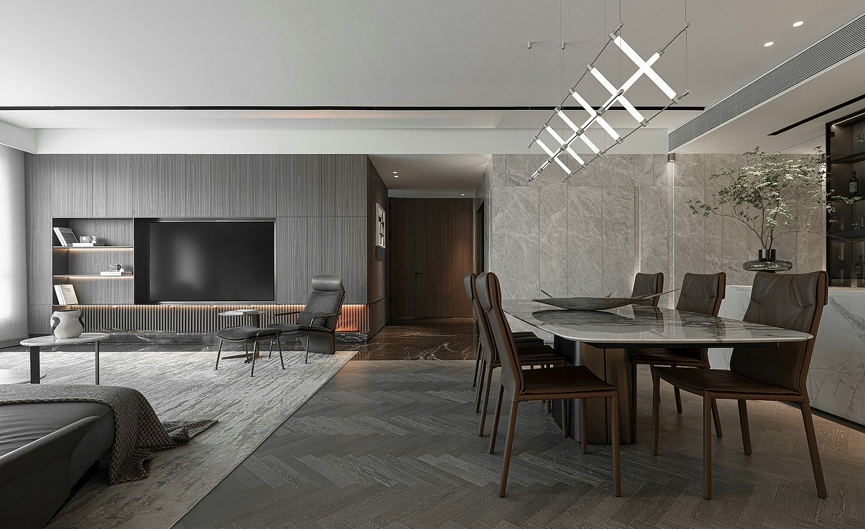 300㎡户型大平层样板间|空间|家装设计|1992效果图小李_原创作品-站酷