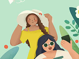 扁平风国庆旅行插画