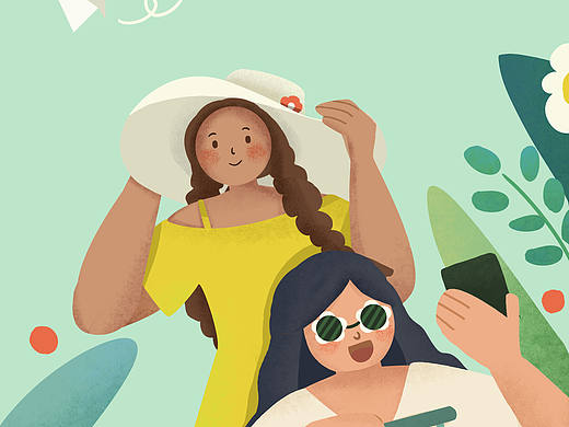 扁平风国庆旅行插画