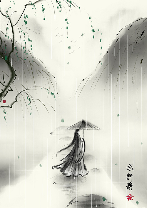 水墨意境古风插画合集|插画|商业插画|龙轩静 - 原创作品 - 站酷