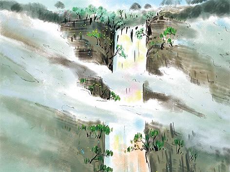 古诗绘图--湖口望庐山瀑布水