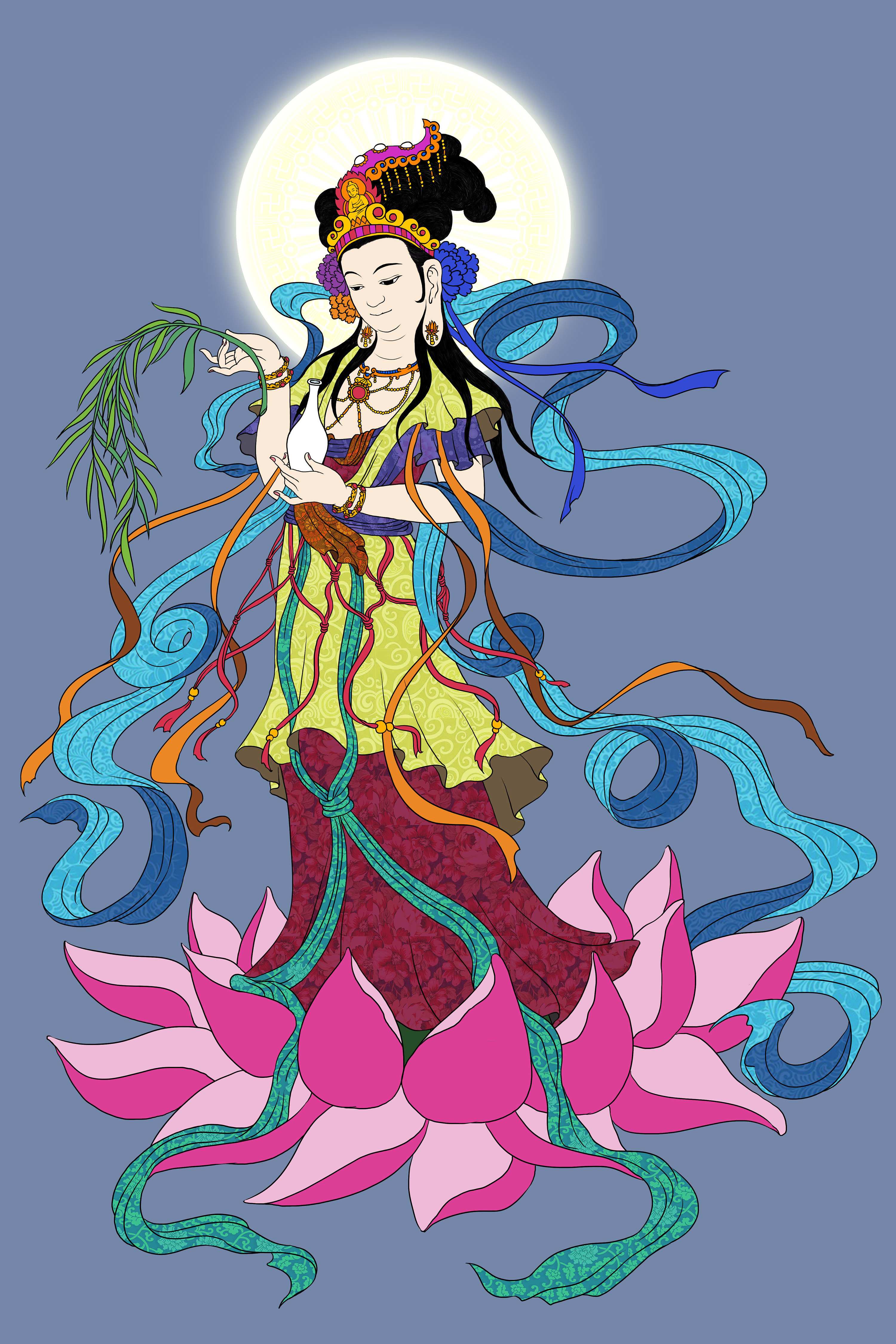 三十三观音----杨柳观音|插画|游戏原画|超级无敌红蛋蛋 - 原创作品