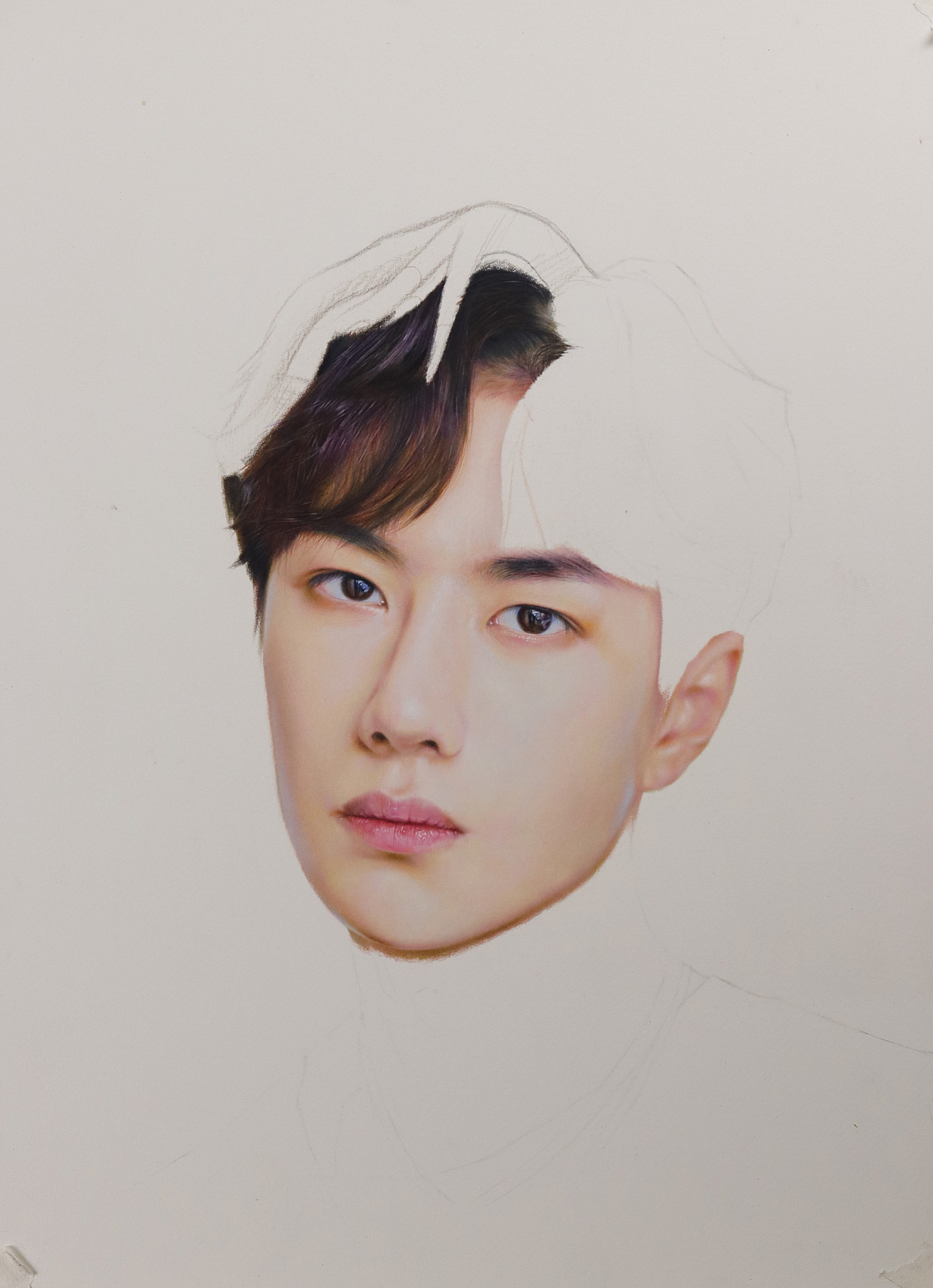 彩铅手绘王一博肖像