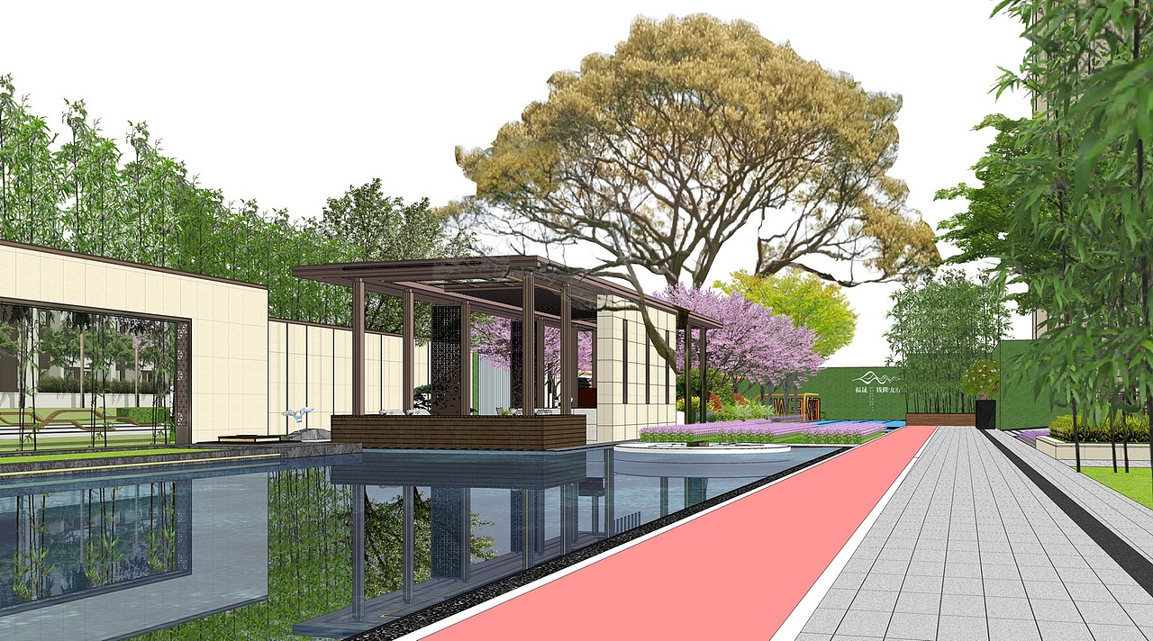 福晟钱隆悦府大区景观SU模型下载