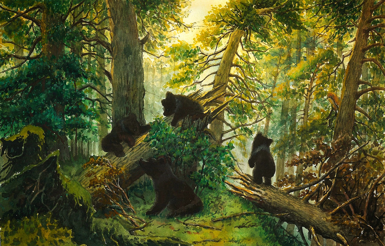 松林的早晨纯艺术绘画腐草知夏_临摹作品站酷(ZCOOL)