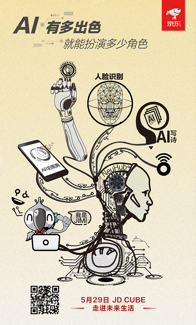 团队为京东创作的讲述京东商业现状 前景的海报宣传