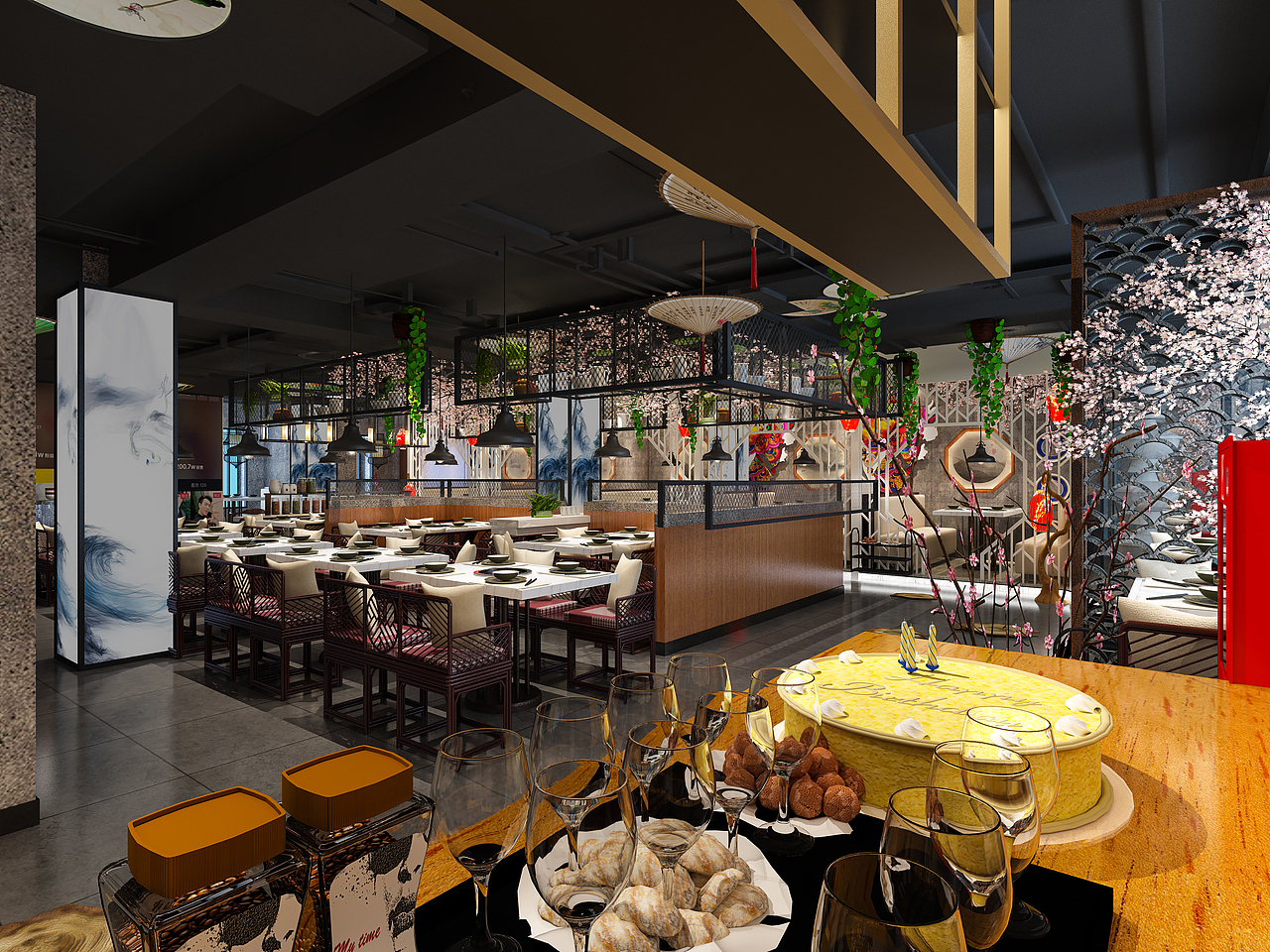 一九九二效果图-工装日式餐厅（图ZMTMwNjM1NTI0） - VR设计 - 站酷设计师1992效果图小陈原创素材 - 站酷ZCOOL