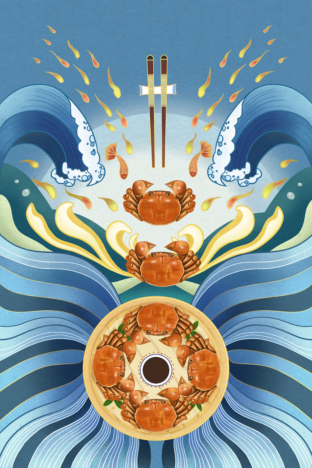 大闸蟹商业插画