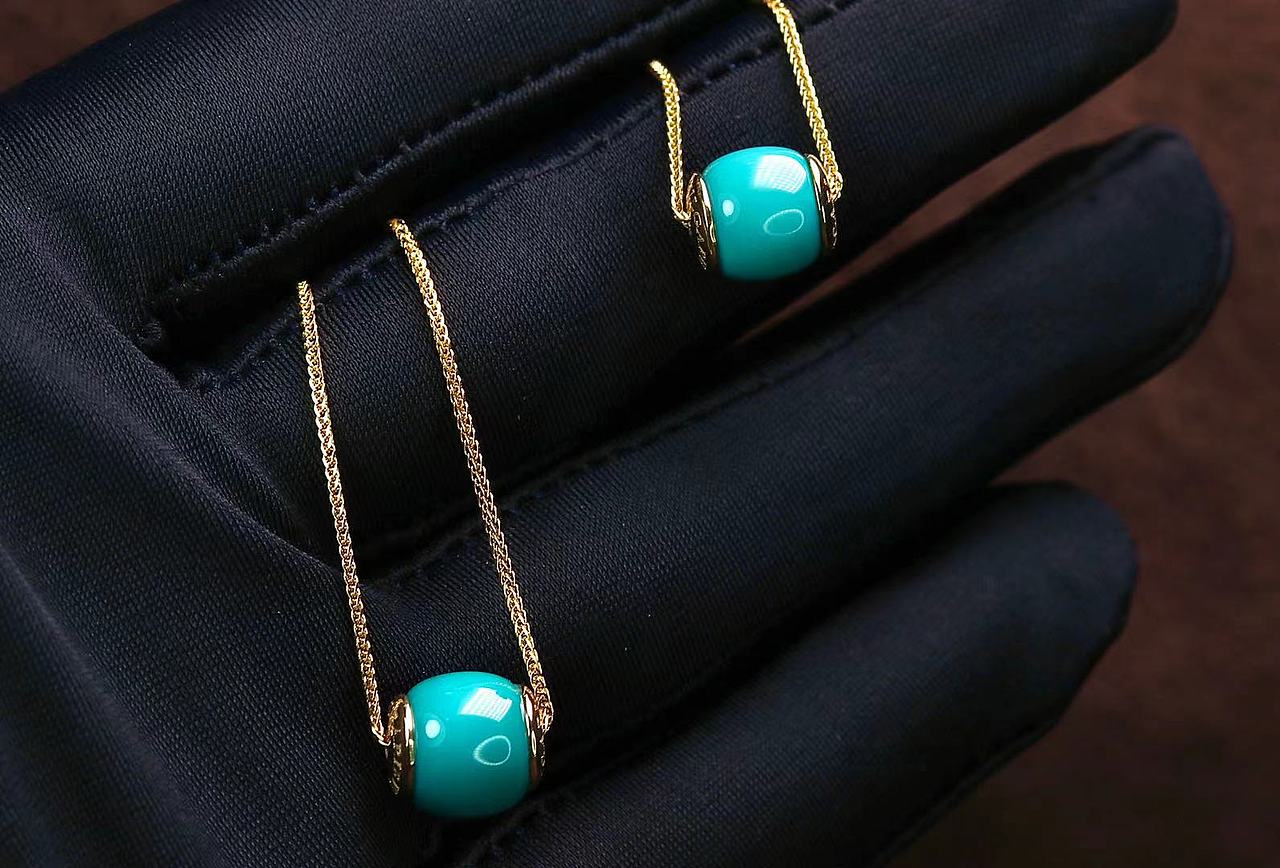 绿松石高瓷蓝锁骨链