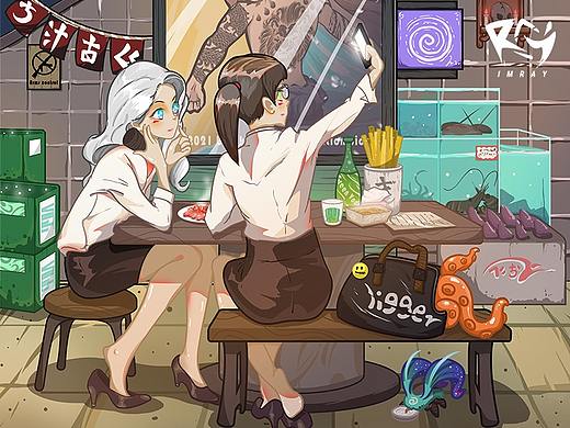 原创插画 | 奇异世界的一顿夜宵