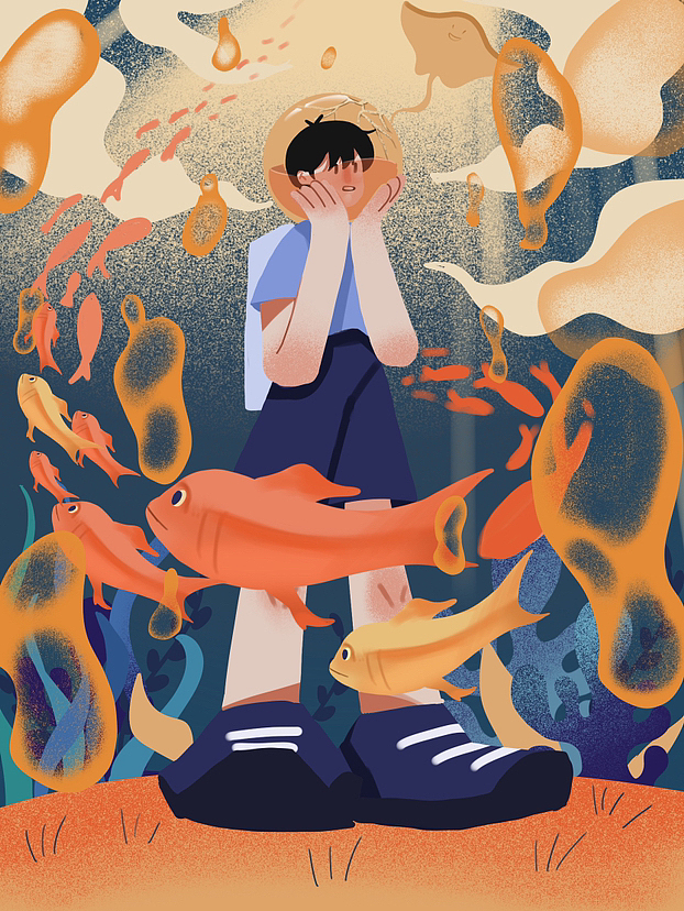 关于五种情绪的插画设计