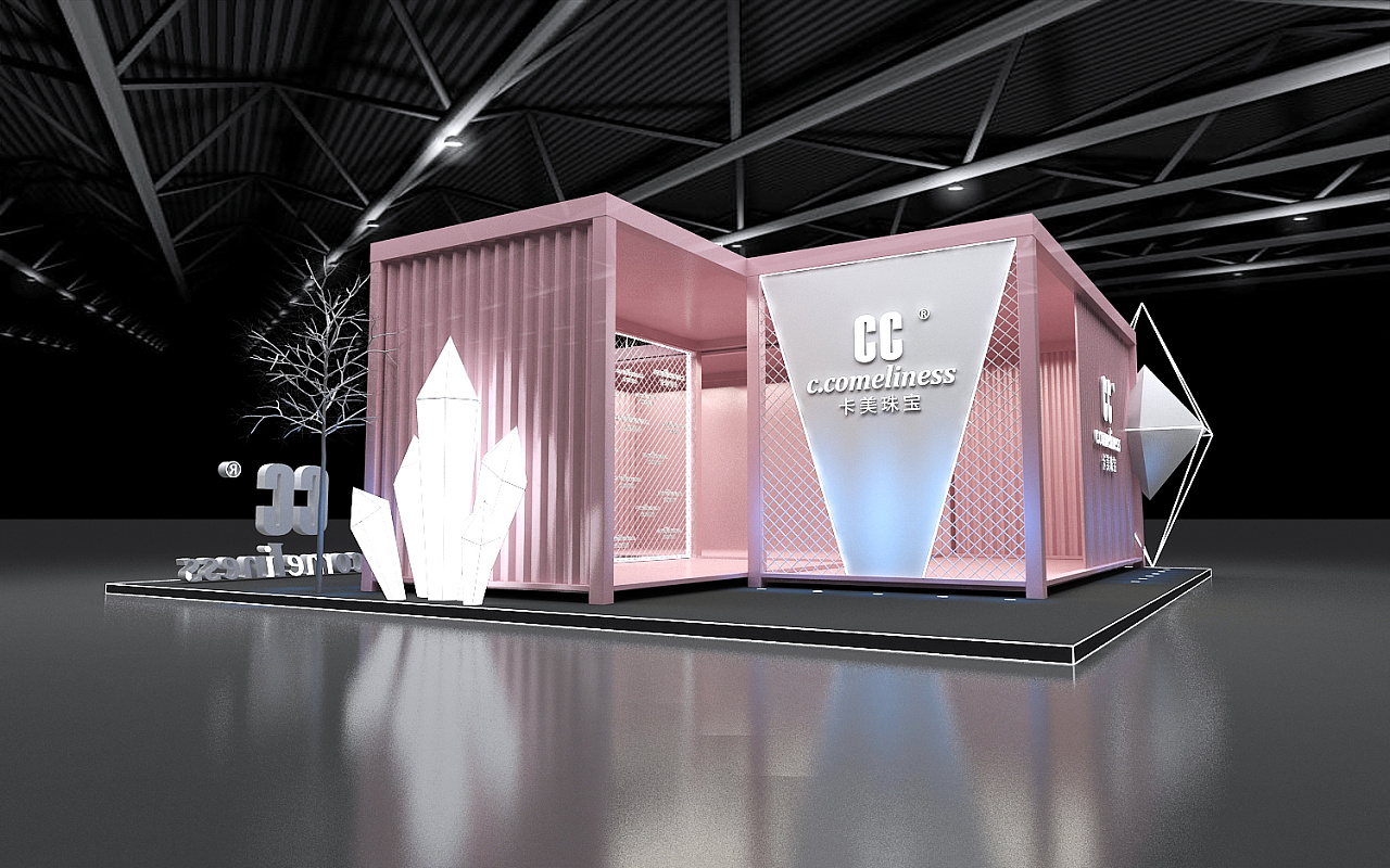 cc珠宝 集装箱 展位 展会 效果图设计
