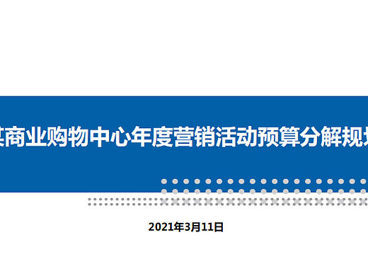 2021某商业购物中心年度营销活动预算分解规划-38P