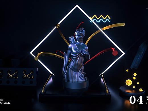 C4D雕像场景
