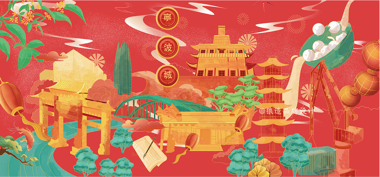 宁波城市宣传插画设计