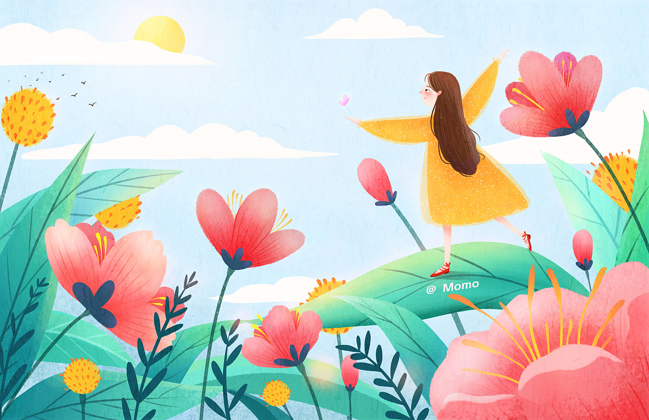 春天放风筝的可爱女孩|插画|儿童插画|心悦悠静 - 原创作品 - 站酷 (ZCOOL)