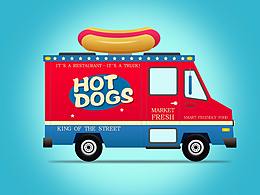 卡通熱狗快餐車-臨摹