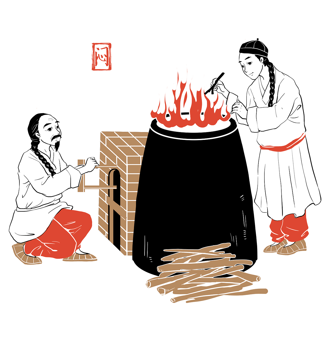 一组古代制药的插画【已商用】