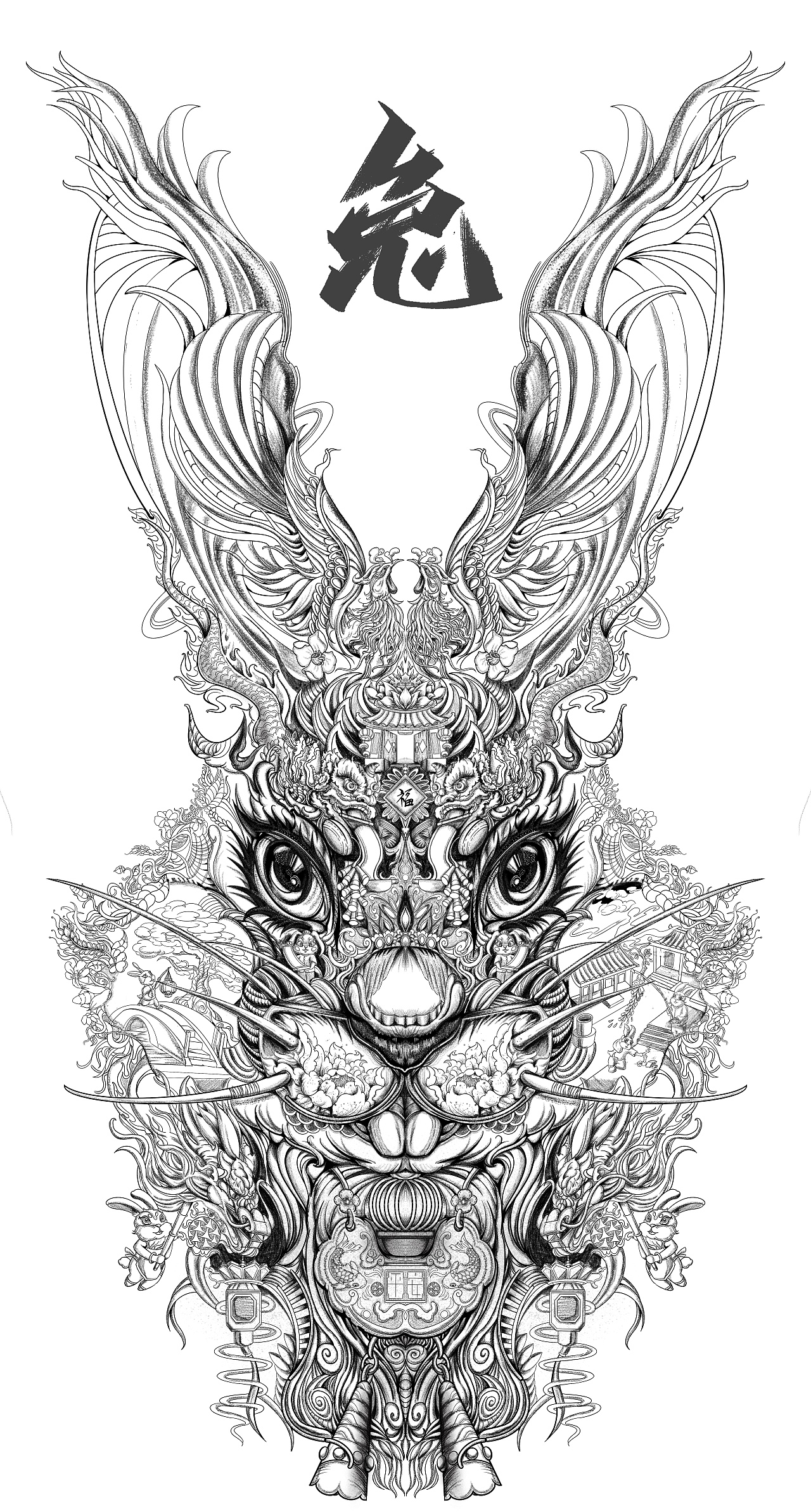 2023《生肖有礼》卯兔—创意插画设计（图ZMzA5NDQ3MTE2） - 艺术插画 - 站酷设计师杨政博原创素材 - 站酷ZCOOL