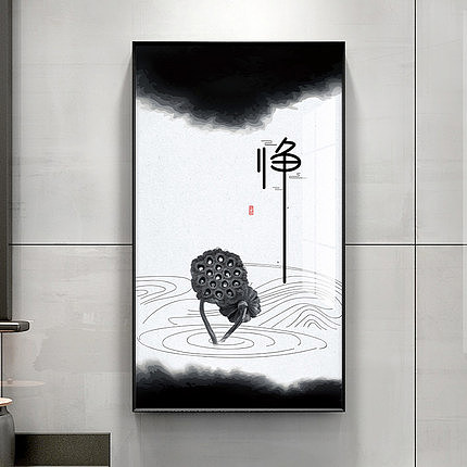 莲蓬间的禅意（图ZMjE2Njg3MDUy） - 商业插画 - 站酷设计师起贝艺术装饰画原创素材 - 站酷ZCOOL