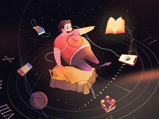  一句。插画｜享受被浪费的时间