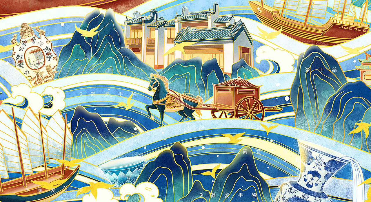 丝绸之路系列插画_简爱手绘-站酷zcool