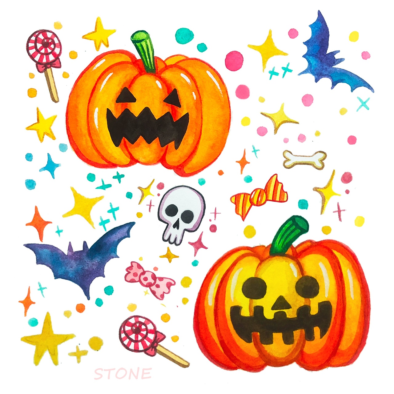 萬(wàn)圣節(jié)??水彩插畫（圖ZMTgzOTA3MTc2） - 創(chuàng)作習(xí)作 - 站酷設(shè)計(jì)師stone_cheung原創(chuàng)素材 - 站酷ZCOOL