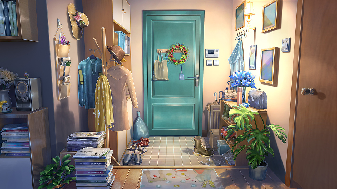 日系室内场景-玄关（图ZMjgwMTIxNzEy） - 游戏原画 - 站酷设计师野田黄蝶原创素材 - 站酷ZCOOL