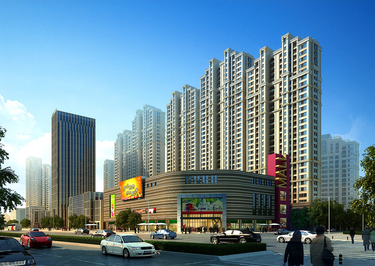 室外建筑透视日景效果图!100张无水印高清大图!