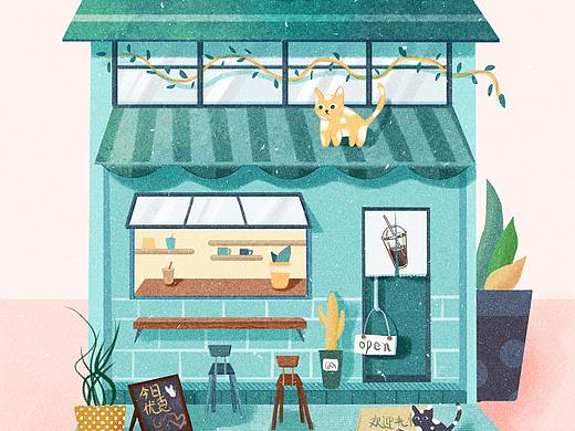 扁平风 室外建筑插画