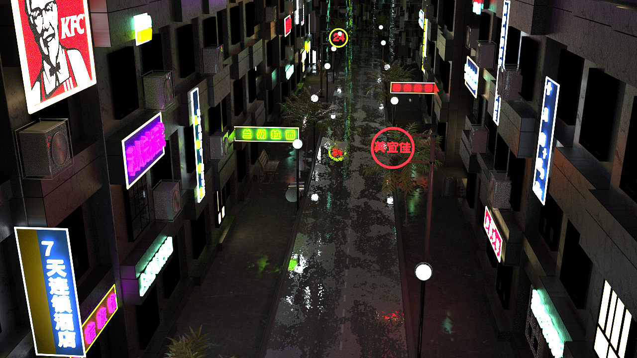 街道视图   电视视觉  C4D渲染模仿街道 OC海报