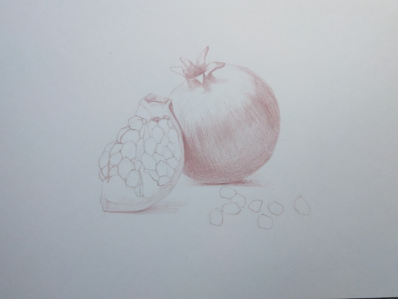 彩铅水果(石榴)