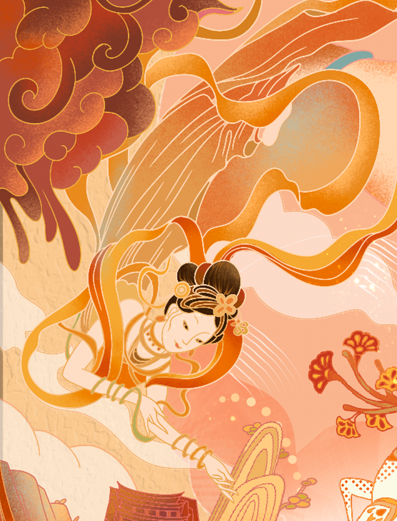 国风古风插画练习|敦煌