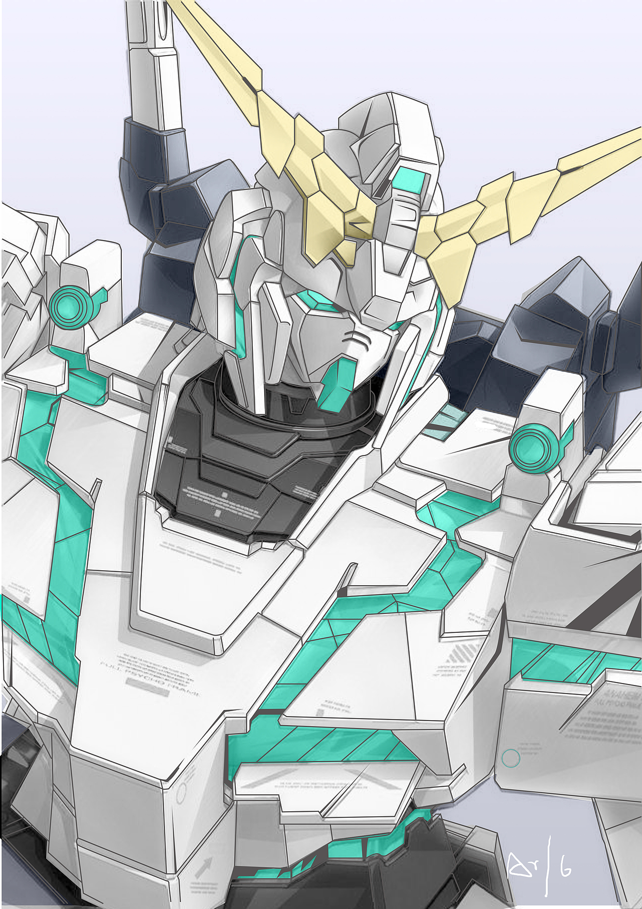 独角兽高达(新偷懒画法)|插画|创作习作|ar_氩_原创作品-站酷zcool