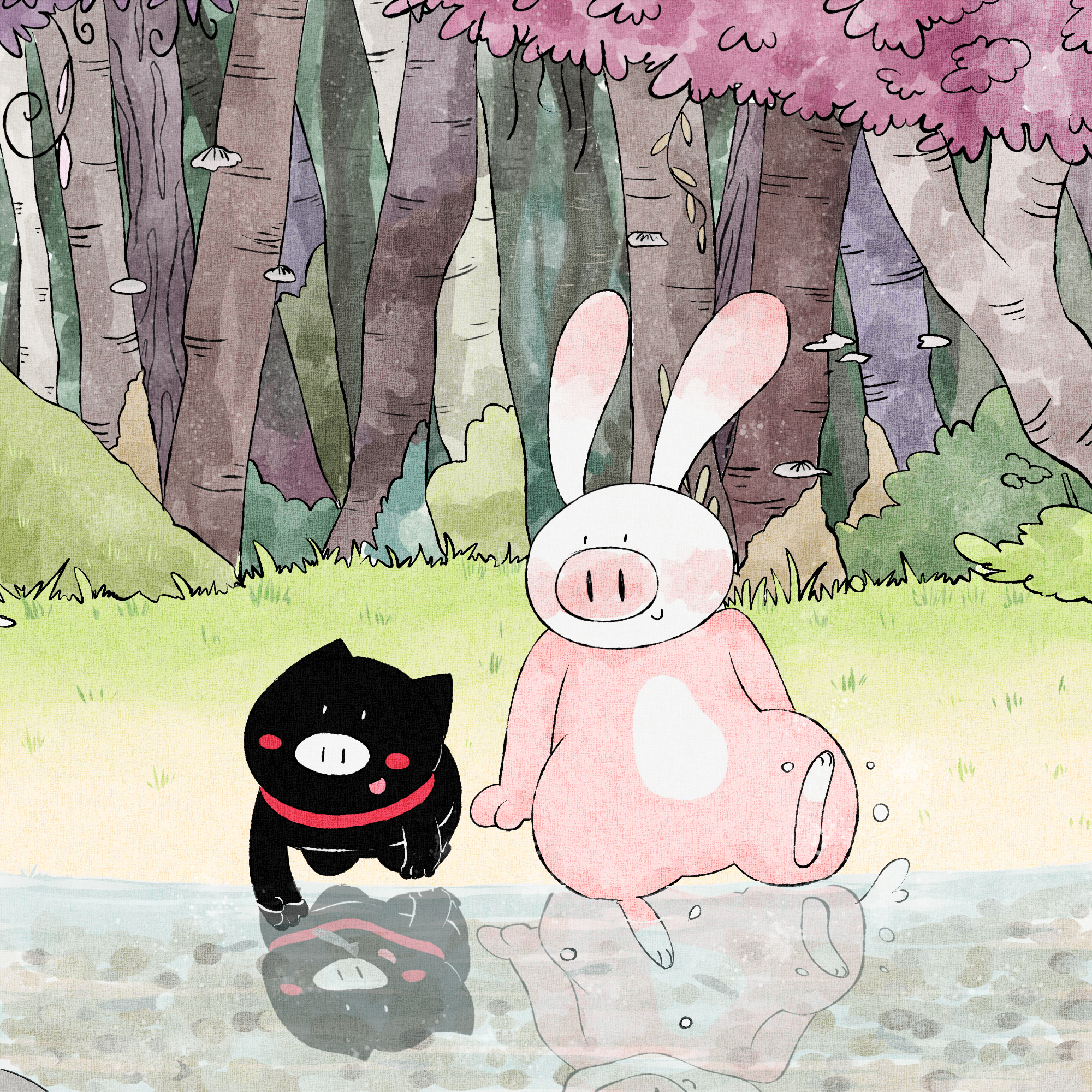 兔居与黑皮猪|插画|儿童插画|蔬女动漫工作室 - 原创作品 - 站酷