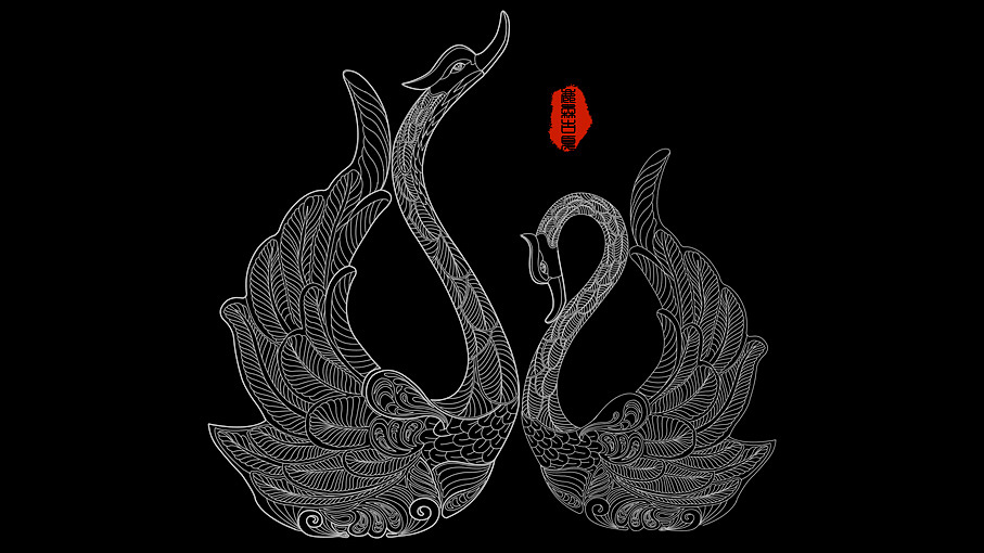 举报4分享原创作品插画艺术插画酒标线稿天鹅红酒拟物微信小图标一枚