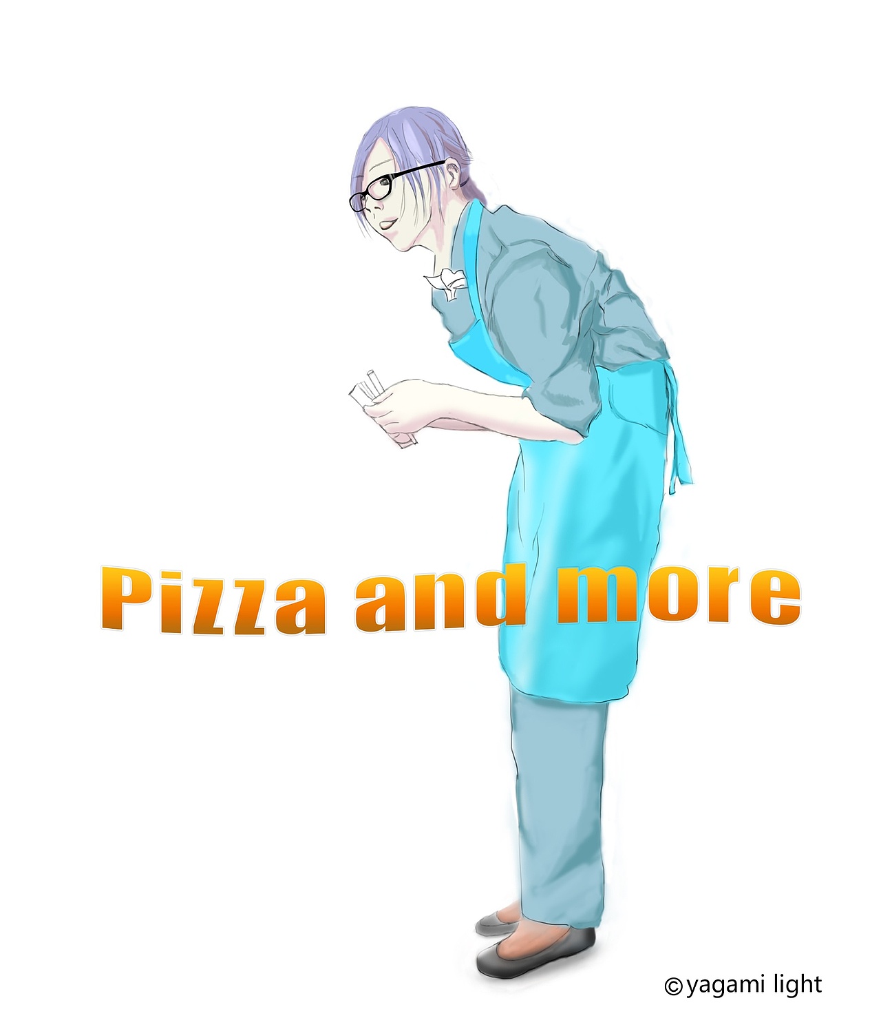 披萨女服务员（图ZMjQzNDU4NDQ=） - 新锐潮流插画 - 站酷设计师月殿原创素材 - 站酷ZCOOL