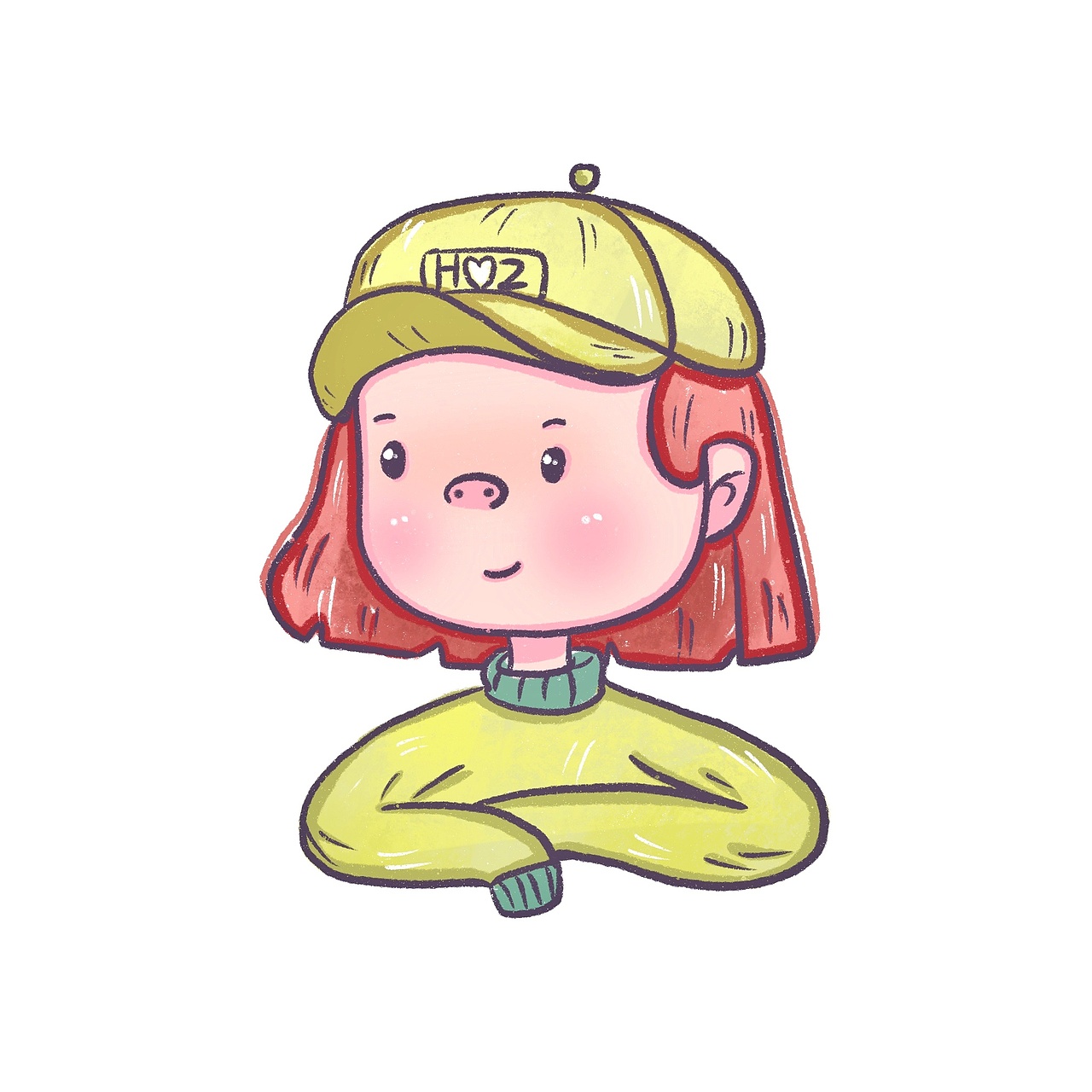花栀子插画戴帽子的可爱女生头像