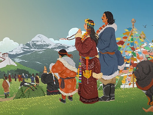 藏族文创包装画 布达拉宫 藏文化