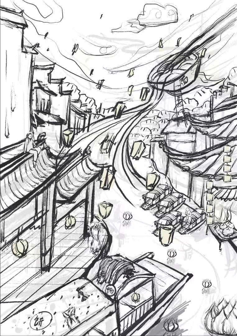 《桨声灯影里的美食》（图ZMjc0MDg1NjQ4） - 商业插画 - 站酷设计师mony墨拟原创素材 - 站酷ZCOOL