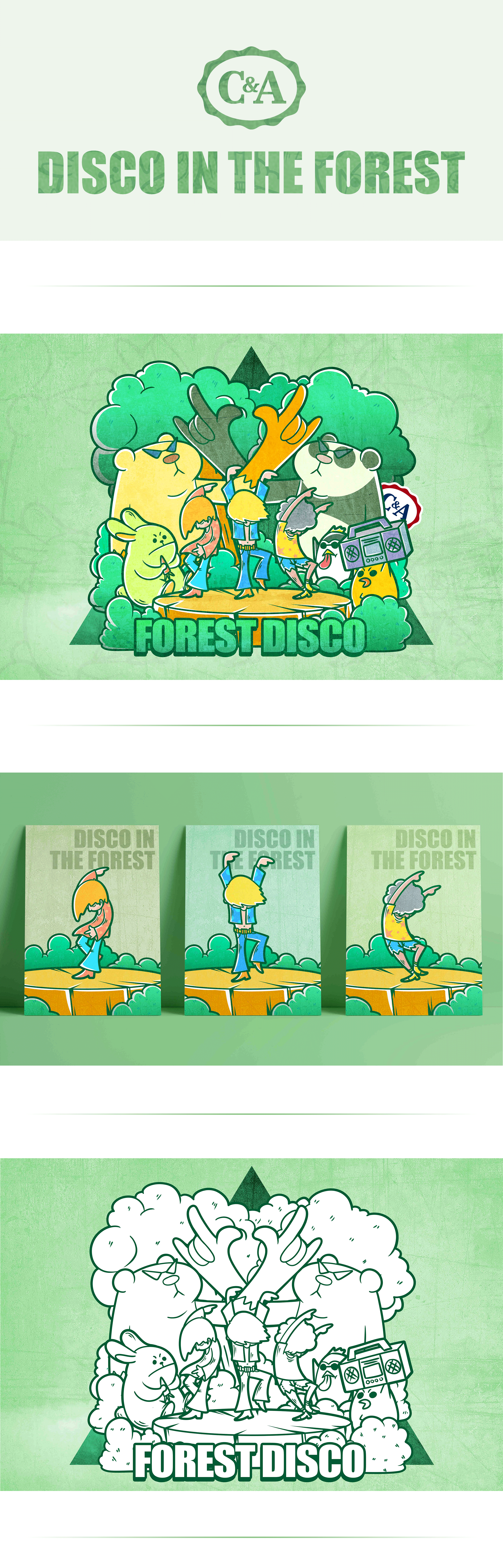 FOREST DISCO（图ZMTA5NjkxNzQ4） - 新锐潮流插画 - 站酷设计师酷酷迪01原创素材 - 站酷ZCOOL