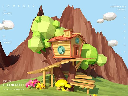 C4D lowploy风格小木屋