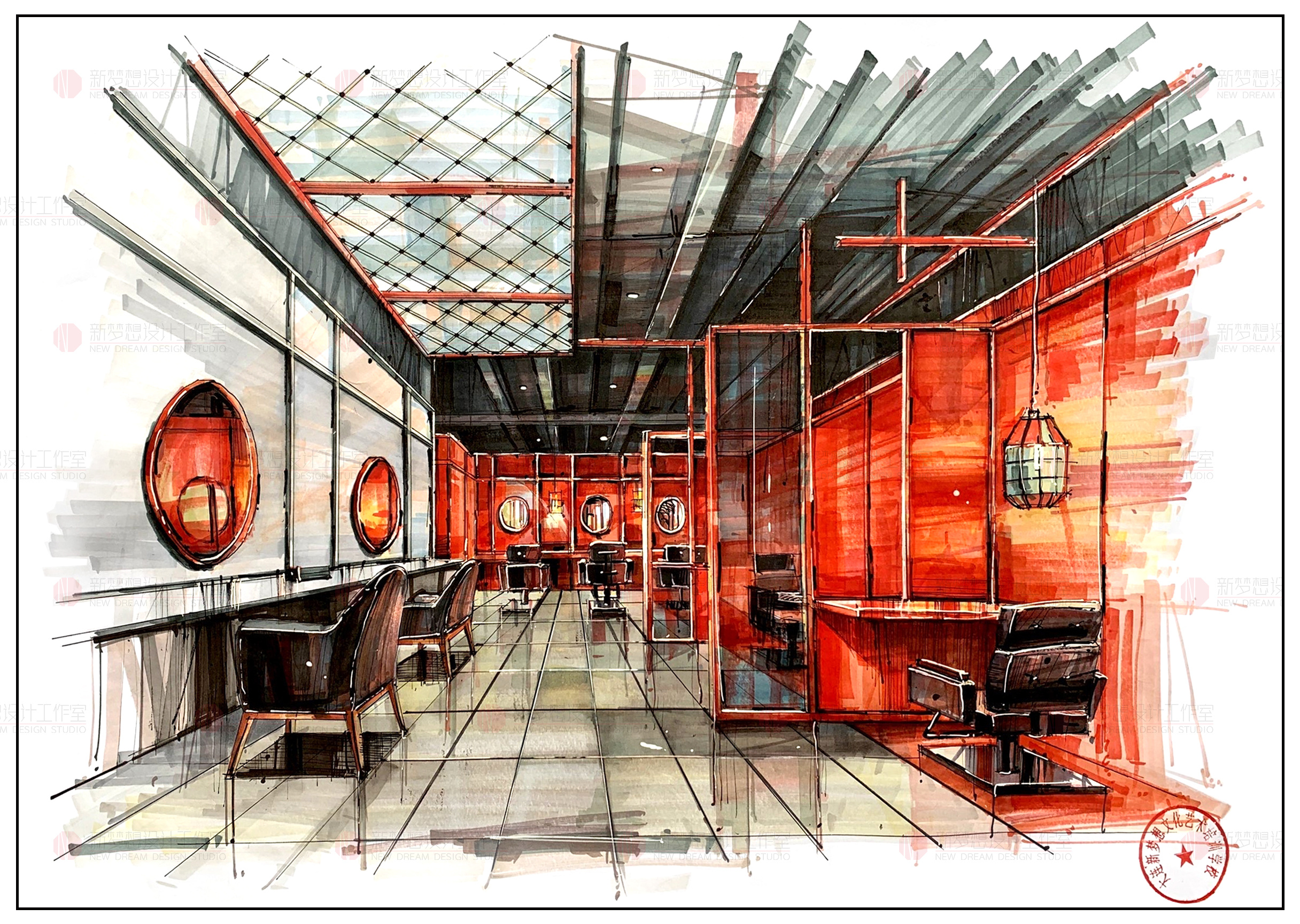 手绘餐厅设计|空间|其他空间|负债设计师丶 - 原创作品 - 站酷 (ZCOOL)