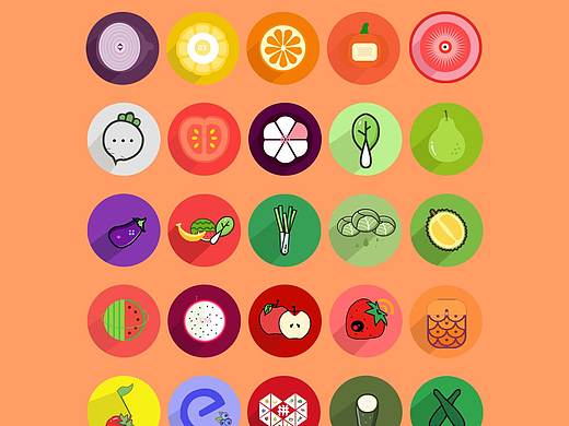 水果蔬菜大作战主题图标设计